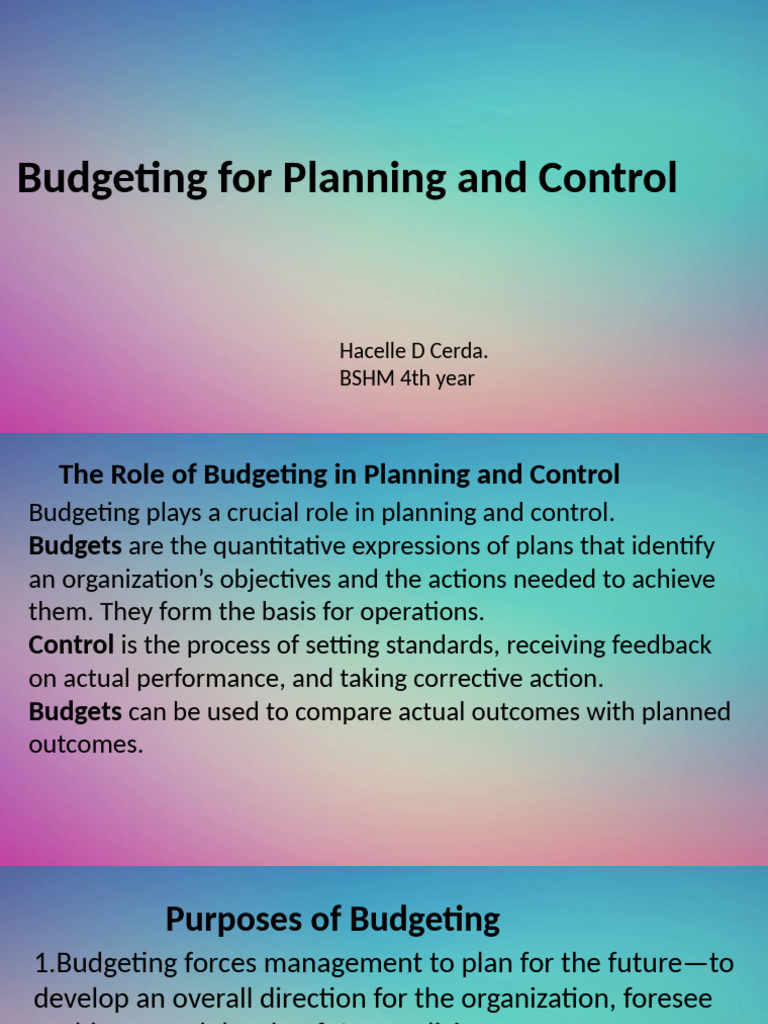 Budgeting for Planning and Control | PDF | Forecasting | Budget