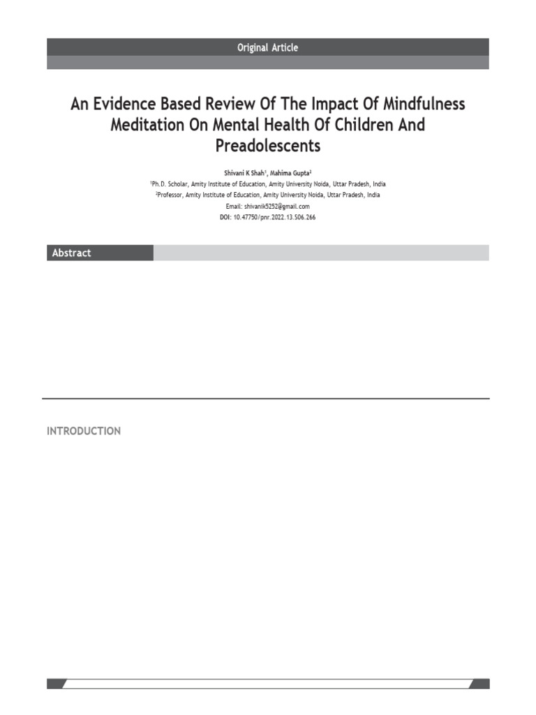 An Evidence Based Review of The Impact of Mindfulness | PDF ...