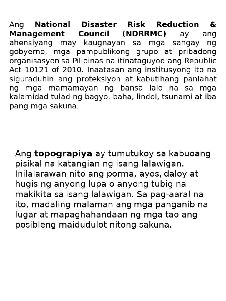 National Disaster Risk Reduction & Management Council (NDRRMC) | PDF