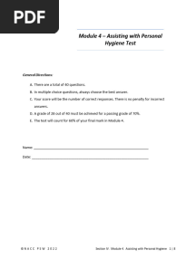 IV-5 Test - Module 4 Assisting with Personal Hygiene
