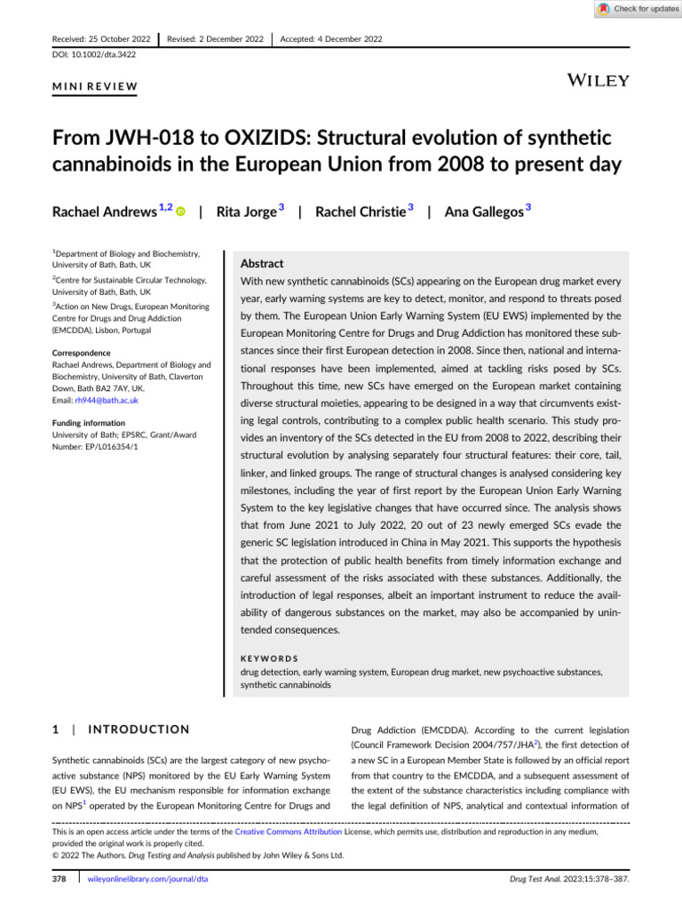 Evolution of Synthetic Cannabinoids in EU | PDF | Amide | Pharmacology