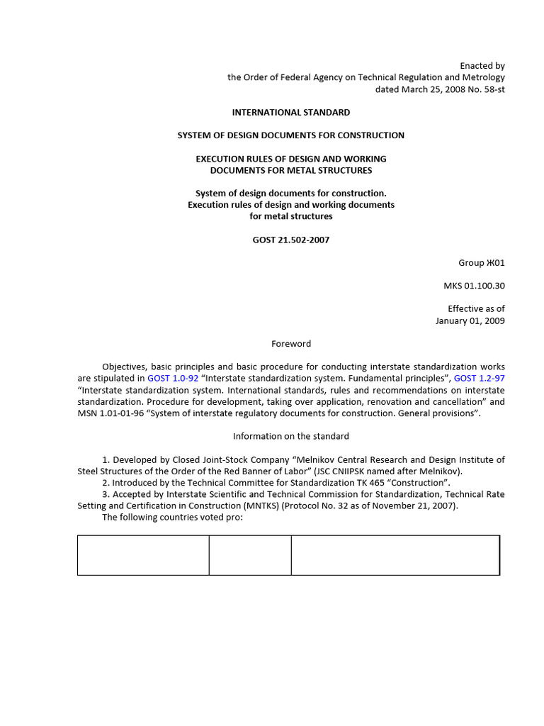 GOST 21.502-2007: Metal Structures Standards | PDF | Specification ...