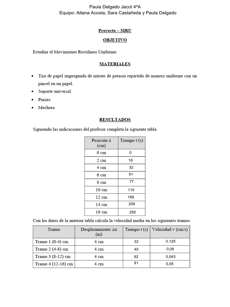 Proyecto MRU | PDF | Movimiento (física) | Mecánica
