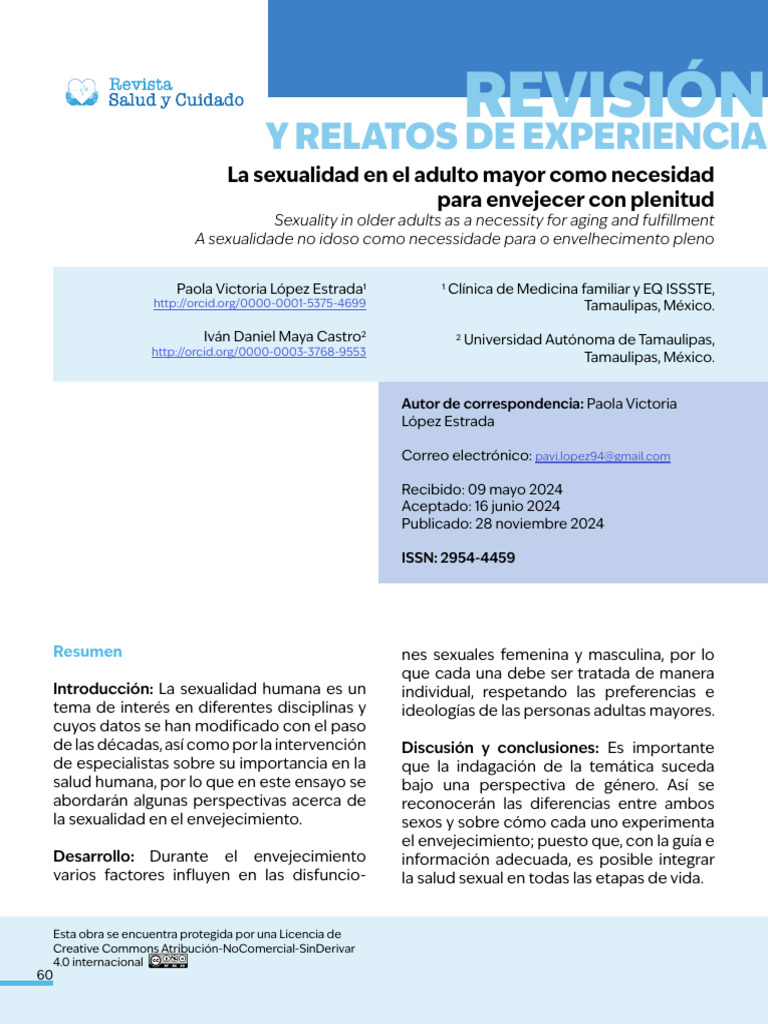 La Sexualidad en El Adulto Mayor Como Necesidad | PDF | La sexualidad ...