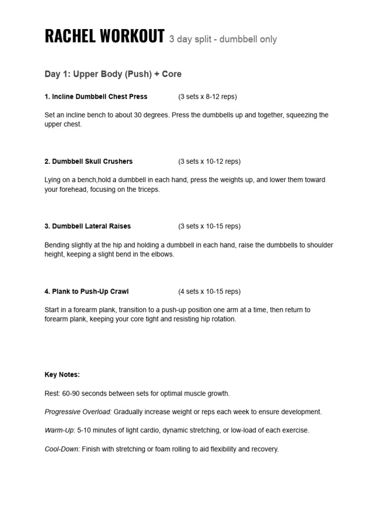rachel workout | PDF | Musculoskeletal System | Weight Training