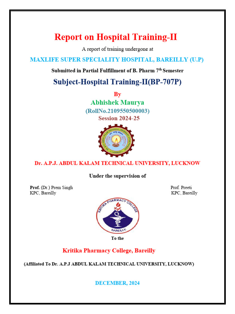 Hospital Training Report at Maxlife Hospital | PDF | Cardiopulmonary ...