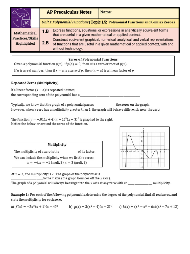 Notes 1.5-1.6 | PDF | Zero Of A Function | Polynomial