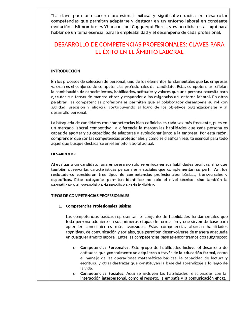 Claves para Desarrollar Competencias Laborales | PDF | Business ...