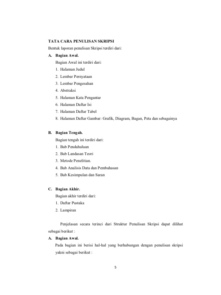 Bentuk Laporan Penulisan Skripsi