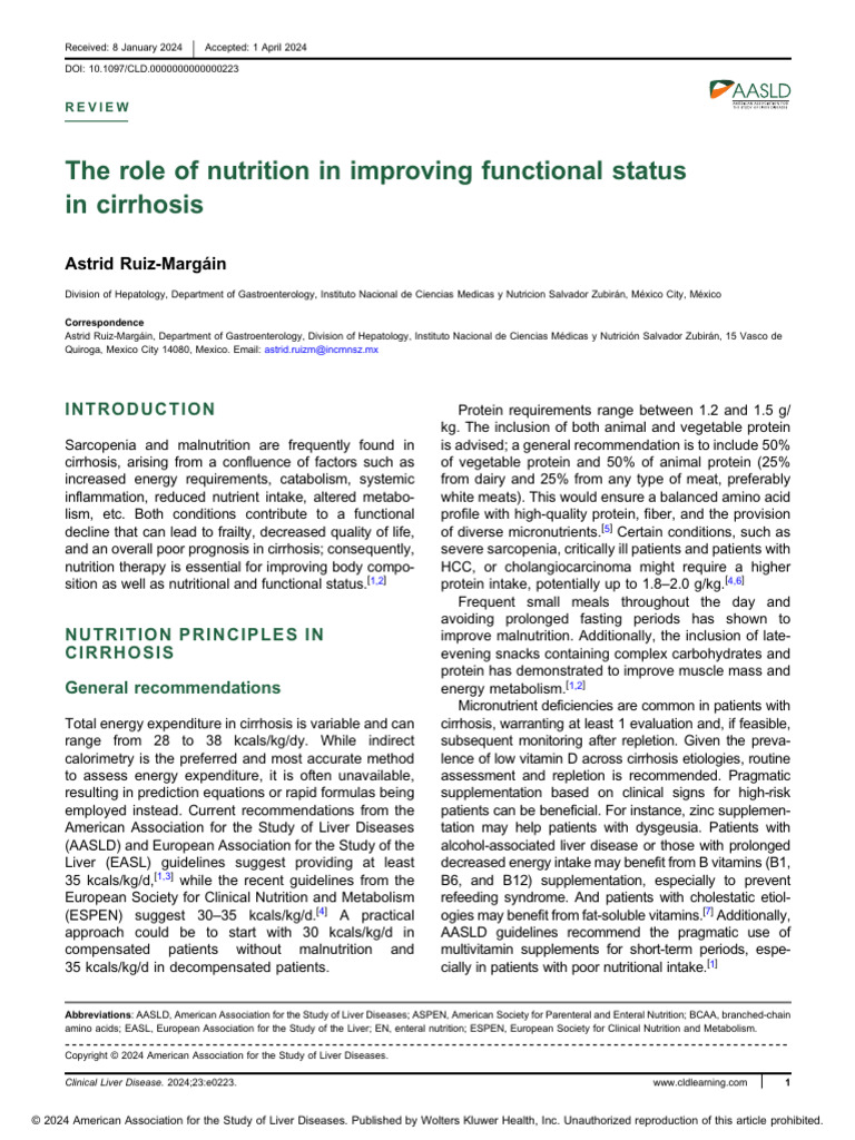 Nutrition in Liver Cirrhosis | PDF | Nutrition | Diet & Nutrition
