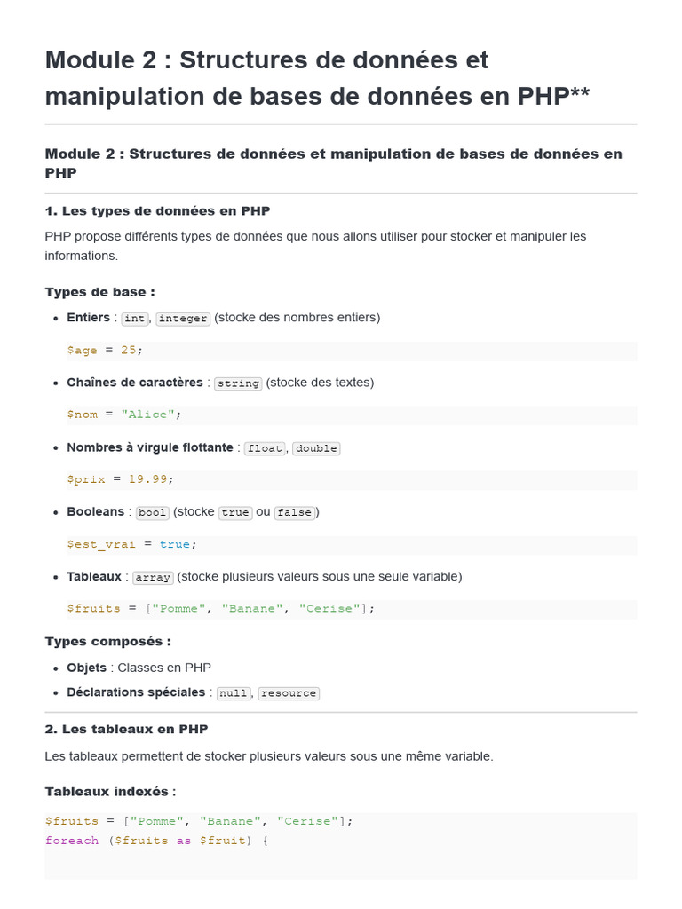 Connexion et gestion de données en PHP | PDF | PHP | Programmation ...