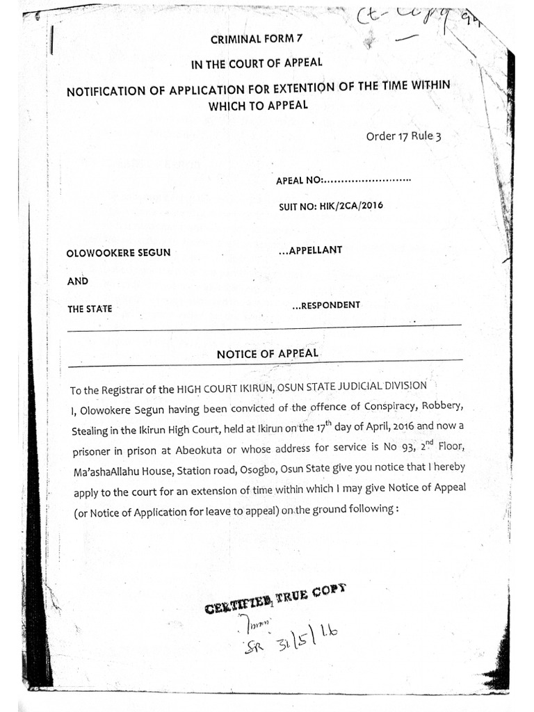 Notice of Appeal, Letter To Tenant, Sample of Answer On Divorce Case ...