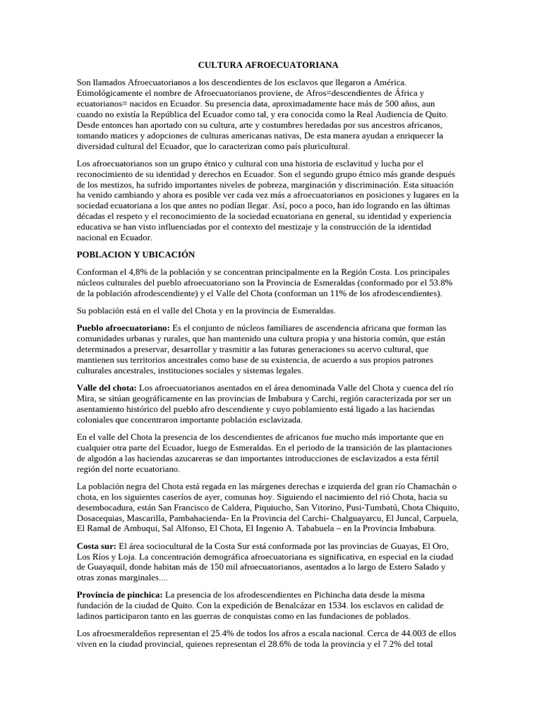 Cultura e Historia de los Afroecuatorianos | PDF | Ecuador