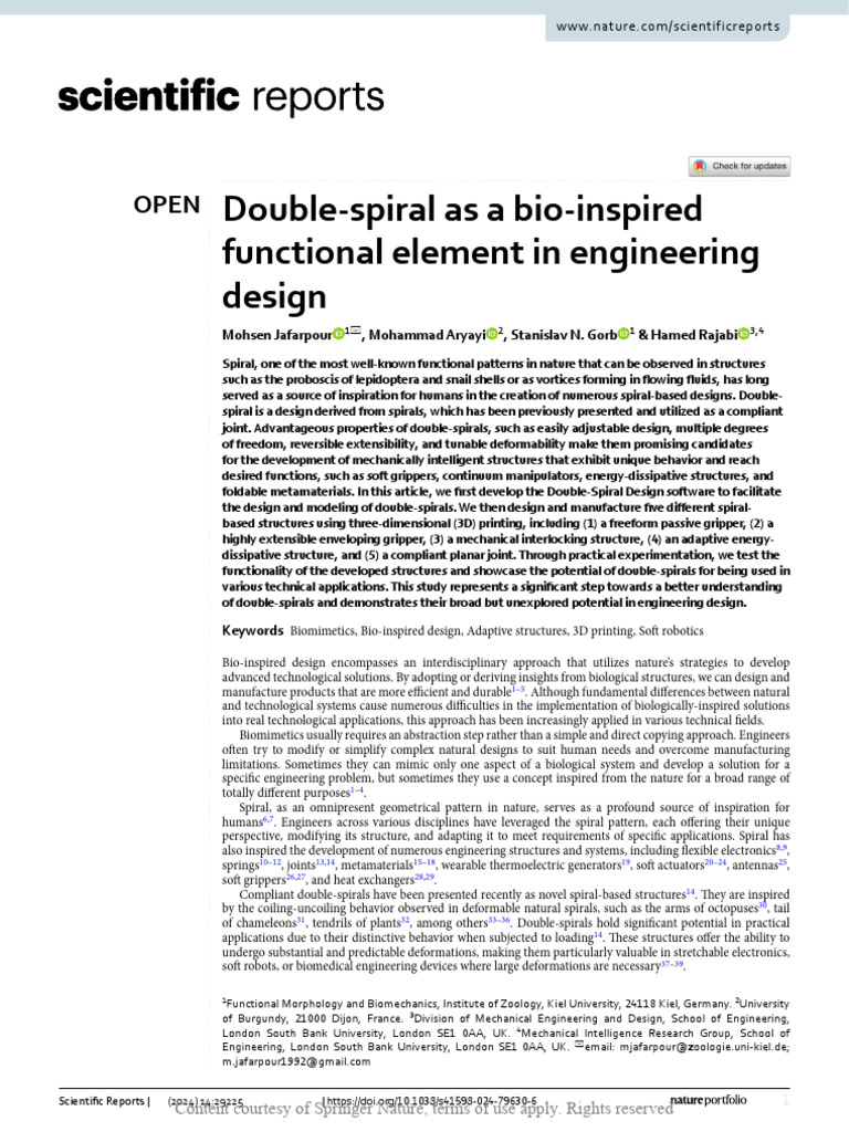 Double-Spiral As A Bio-Inspired Functional Element | PDF | 3 D Printing ...