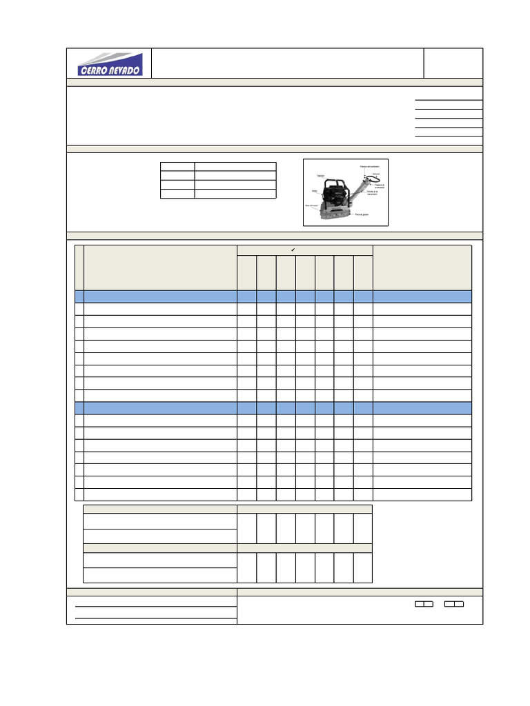 Inspección de Placa Compactadora: Checklist | PDF | Vehículo de motor
