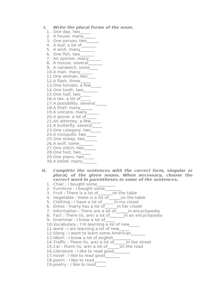 The Key The Plural Forms of The Noun | PDF | Plural | Noun