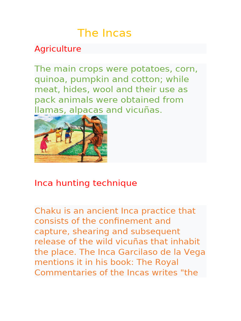Inca Agriculture, Hunting, and Gods | PDF