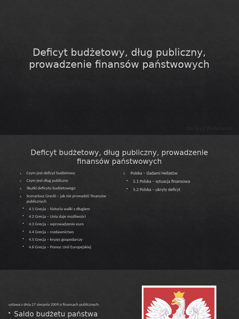Deficyt Budżetowy, Dług Publiczny, Prowadzenie Finansów | PDF