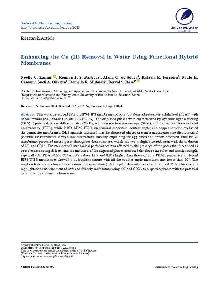 Enhancing The Cu II Removal in Water Using Functio | PDF | Adsorption ...