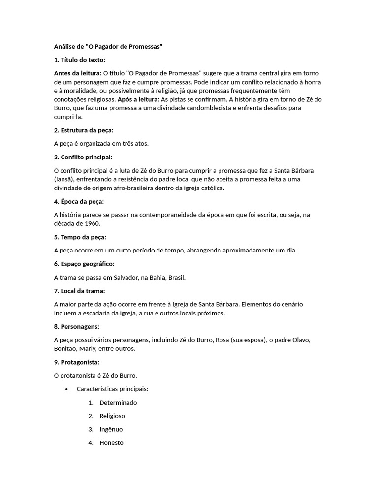 O Pagador de Promessas | PDF | Igreja cristã | Fé
