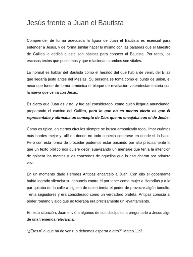 Juan el Bautista y la Revelación de Jesús | PDF | Jesús | Juan el Bautista