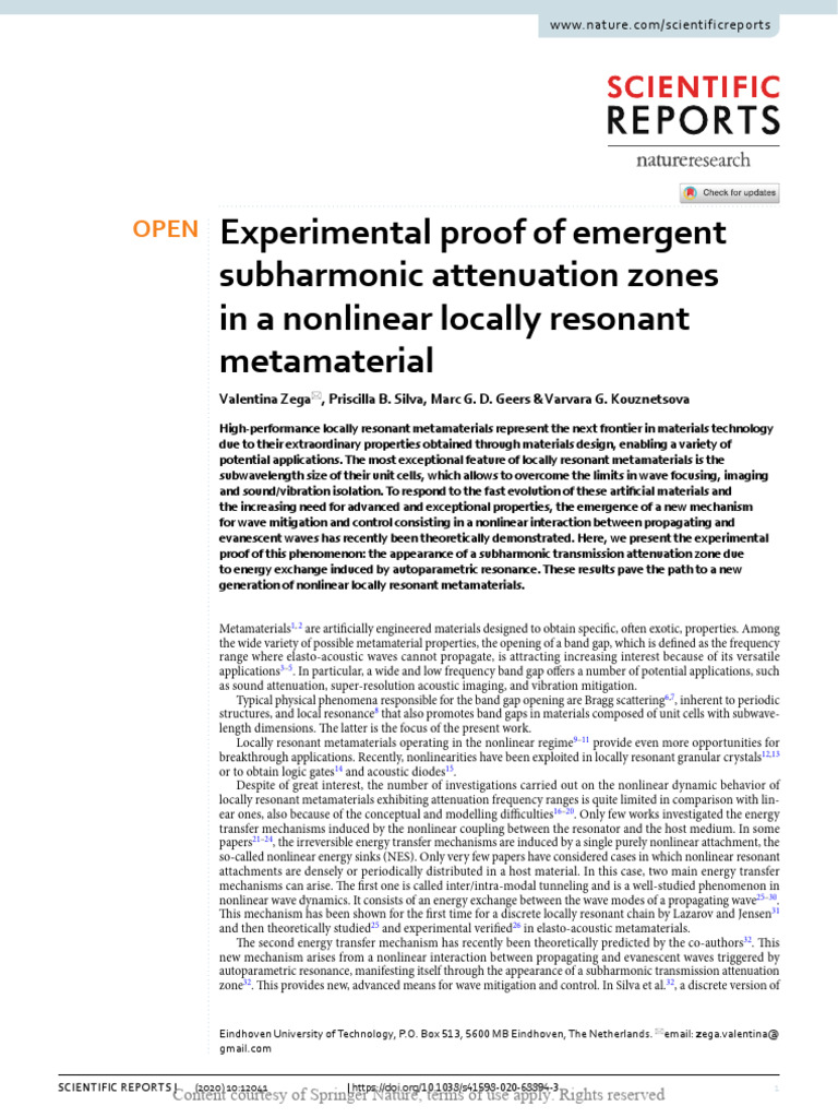 Experimental Proof of Emergent Subharmonic Attenua | PDF | Resonance ...