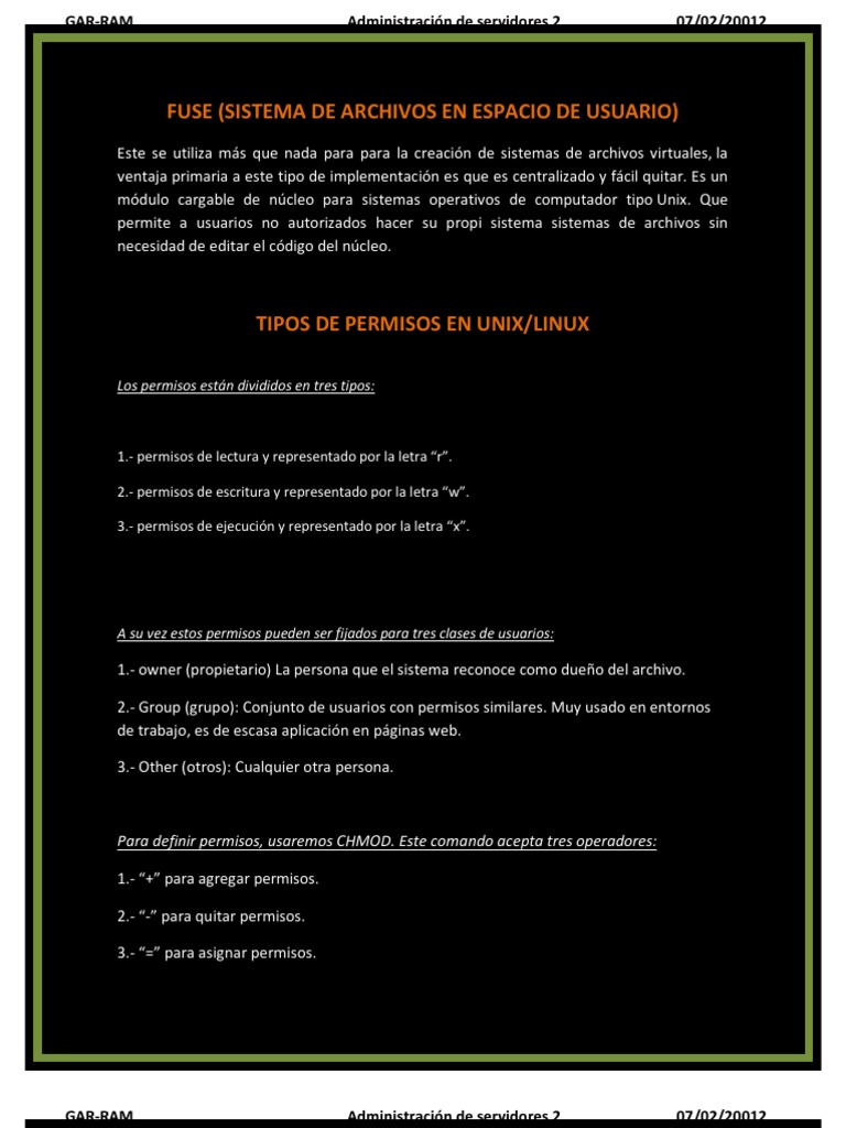 Permisos en Sistemas Linux | PDF | Archivo de computadora | Sistema ...