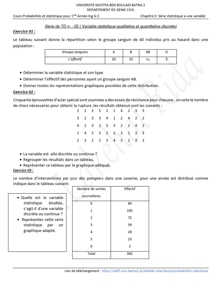 Cours de Statistiques et Probabilités G.C | PDF | Mathématiques appliqués