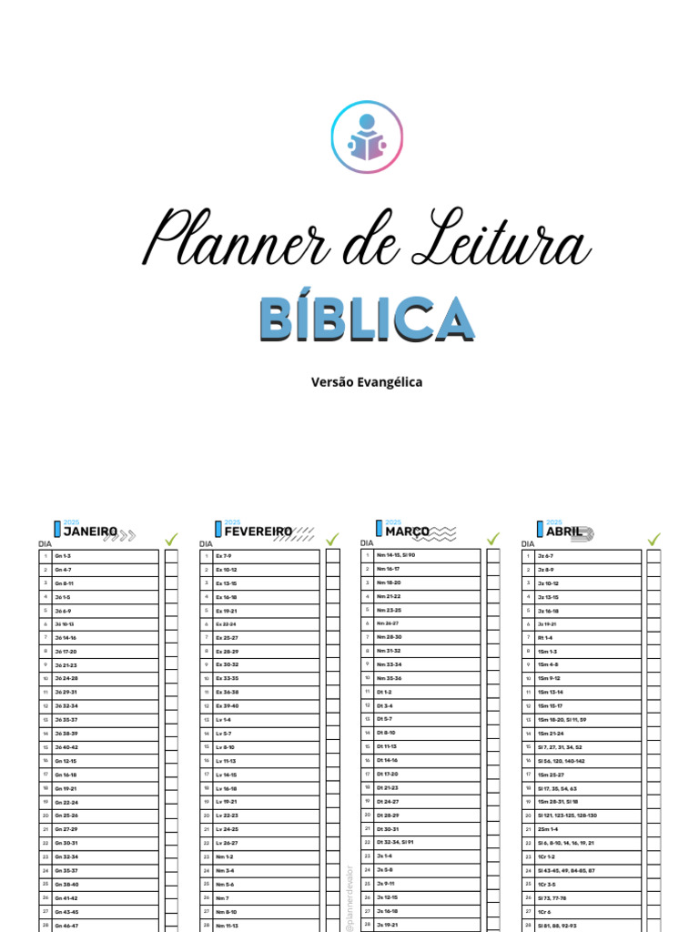 Plano de Leitura em 1 Ano Biblia Evangélica 2025 2 | PDF