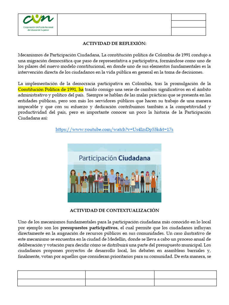 Mecanismos de Participación Ciudadana en Colombia | PDF ...