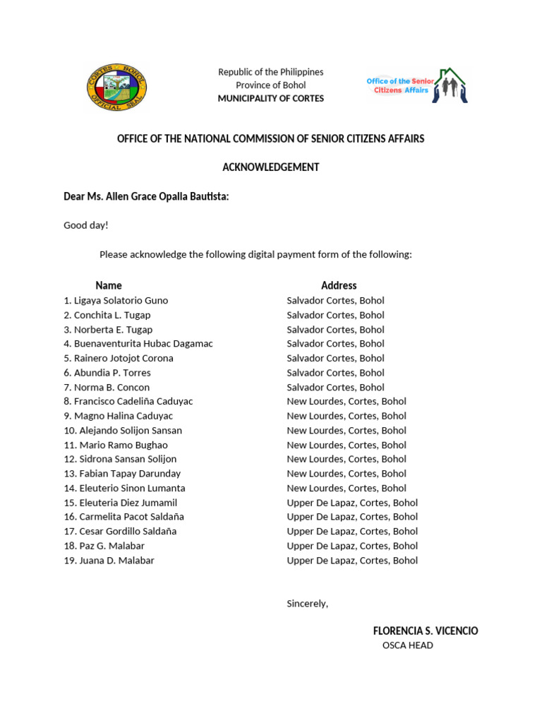 Digital Payment Acknowledgement Bohol | PDF