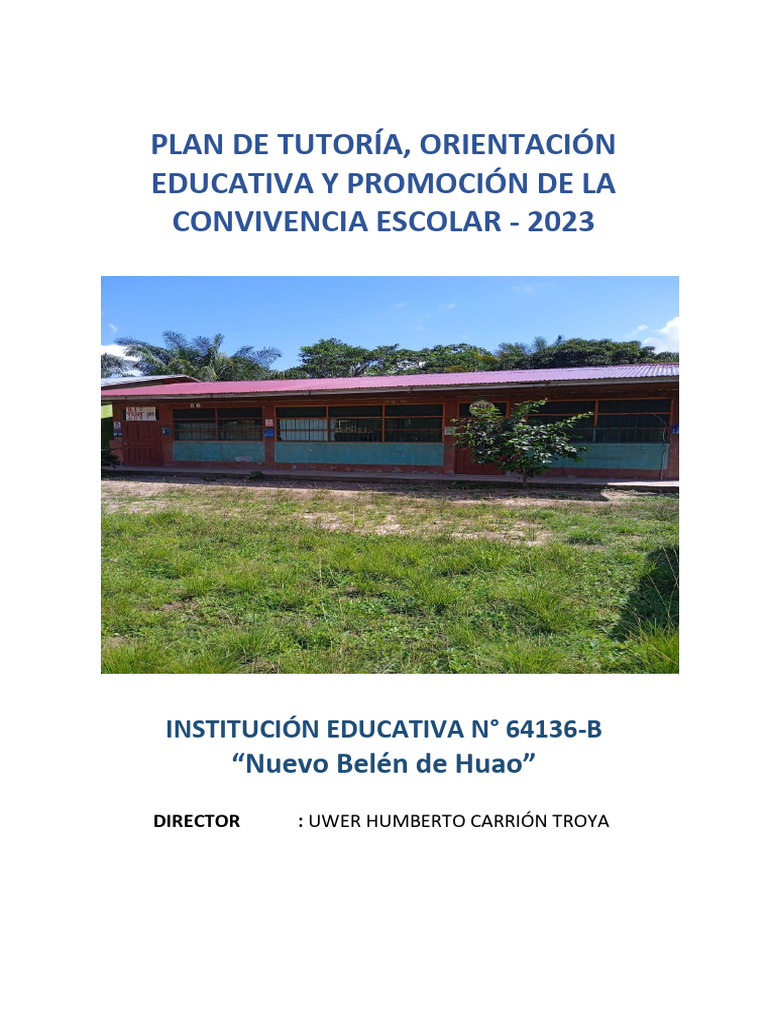 Plan de Tutoría y Convivencia Escolar 2023 | PDF | Aprendizaje | Justicia