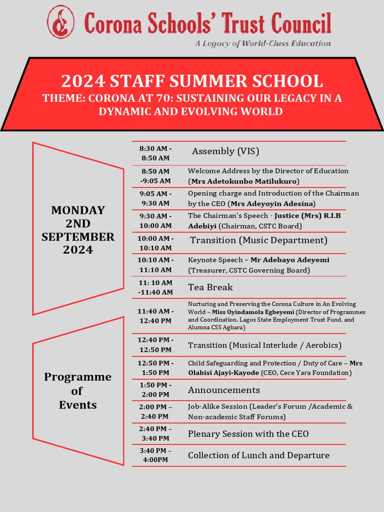 2024 Staff Summer School Program | PDF