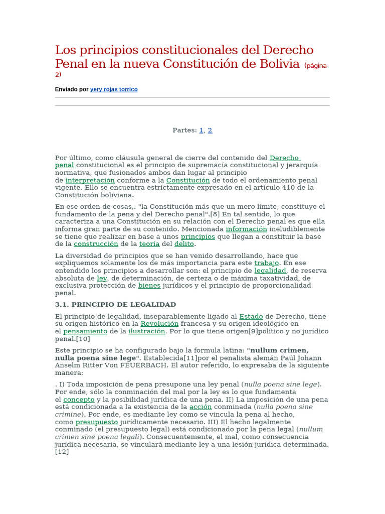 Principios Constitucionales Del Derecho Penal en La Nueva Constitución
