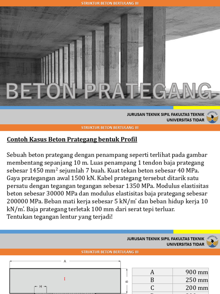 Contoh Tegangan Beton Prategang | PDF