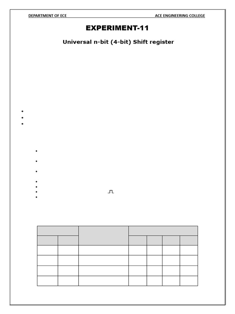 Universal 4-bit Shift Register Guide | PDF | Electronic Design ...