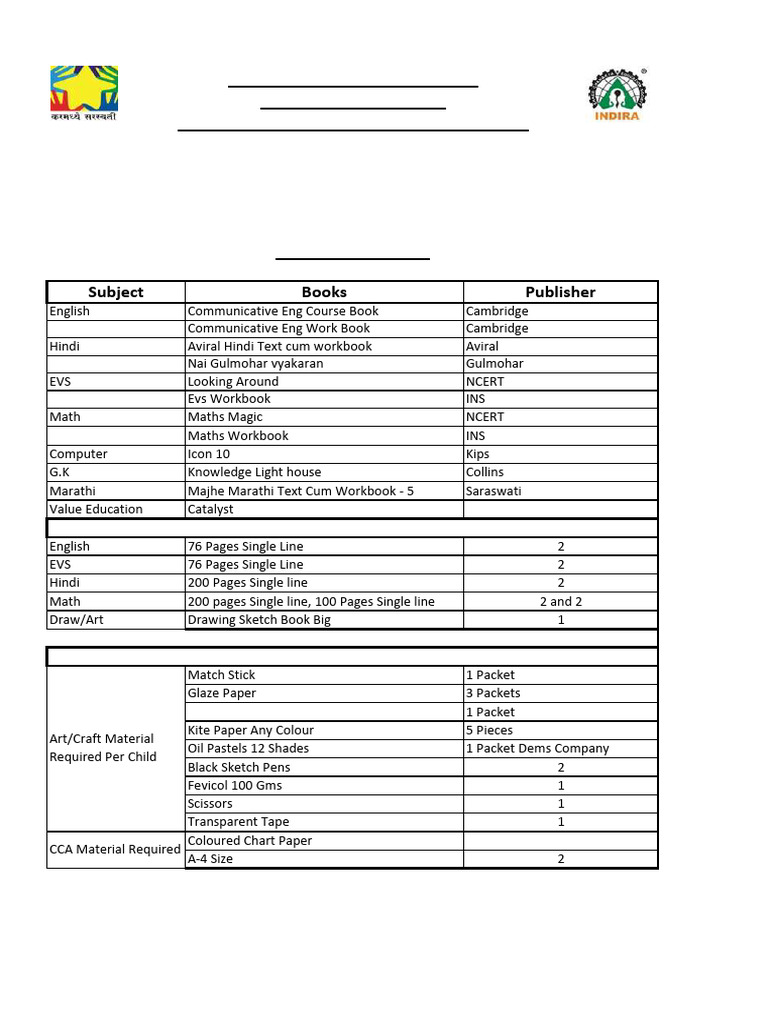 Primary School Book List 2020-21 | PDF | Notebook