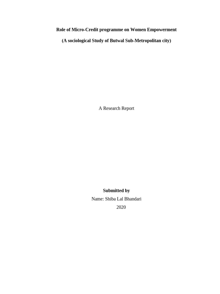 Micro-Credit's Impact on Women's Empowerment | PDF | Microfinance ...