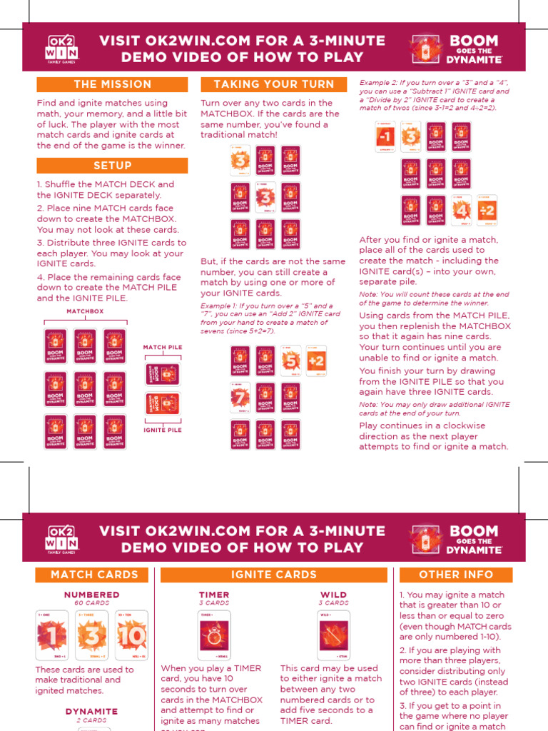 Ignite Math Match Game Instructions | PDF | Consumer Goods | Sports
