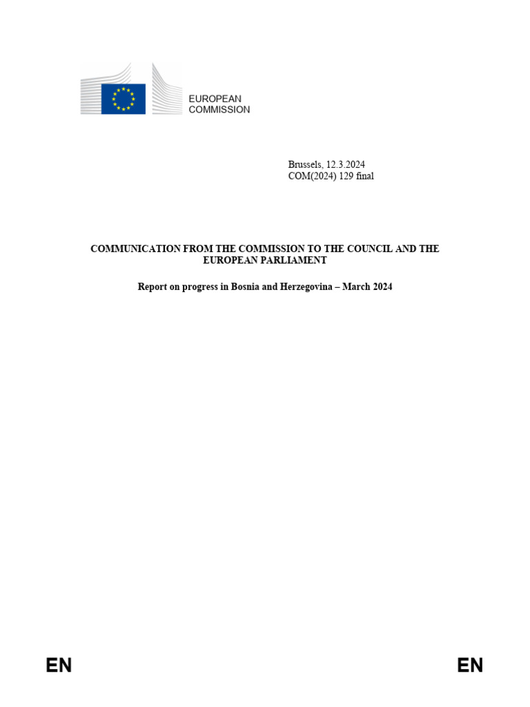 Report On Progress in Bosnia and Herzegovina - March 2024 | PDF ...