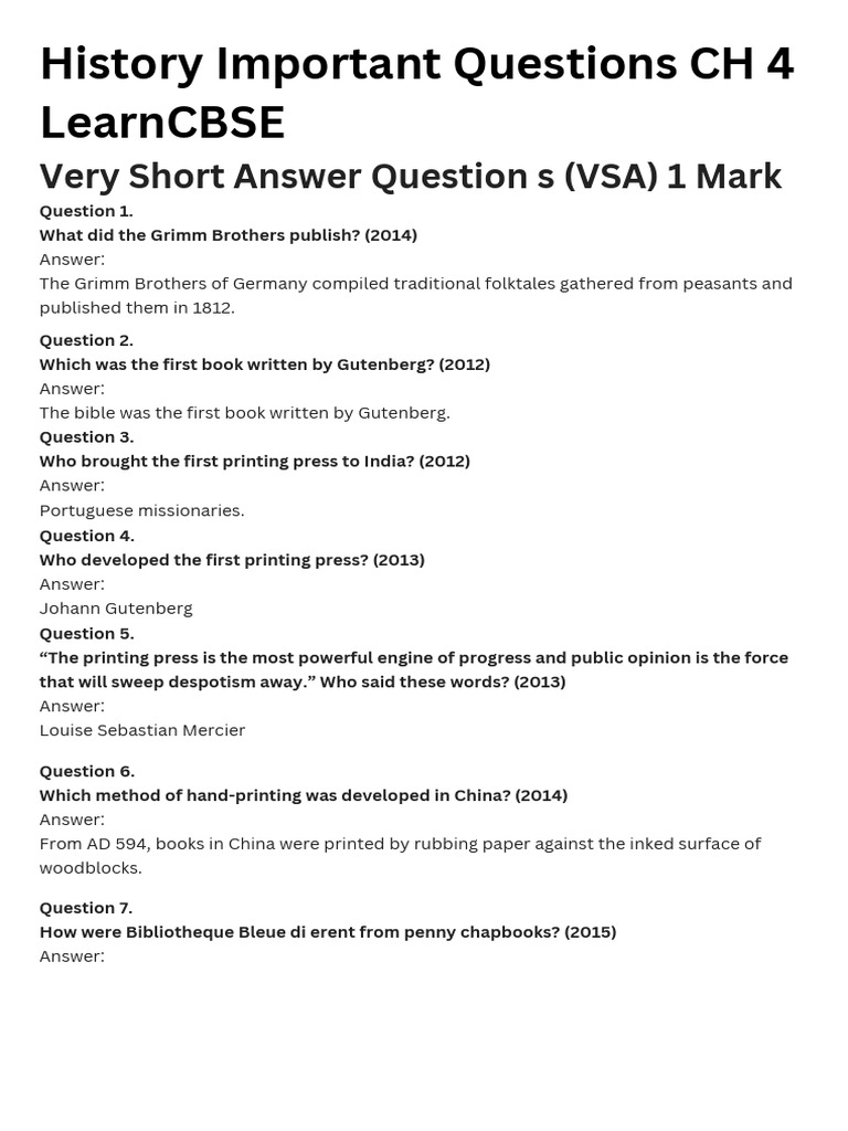 Key Questions on Print Culture History | PDF