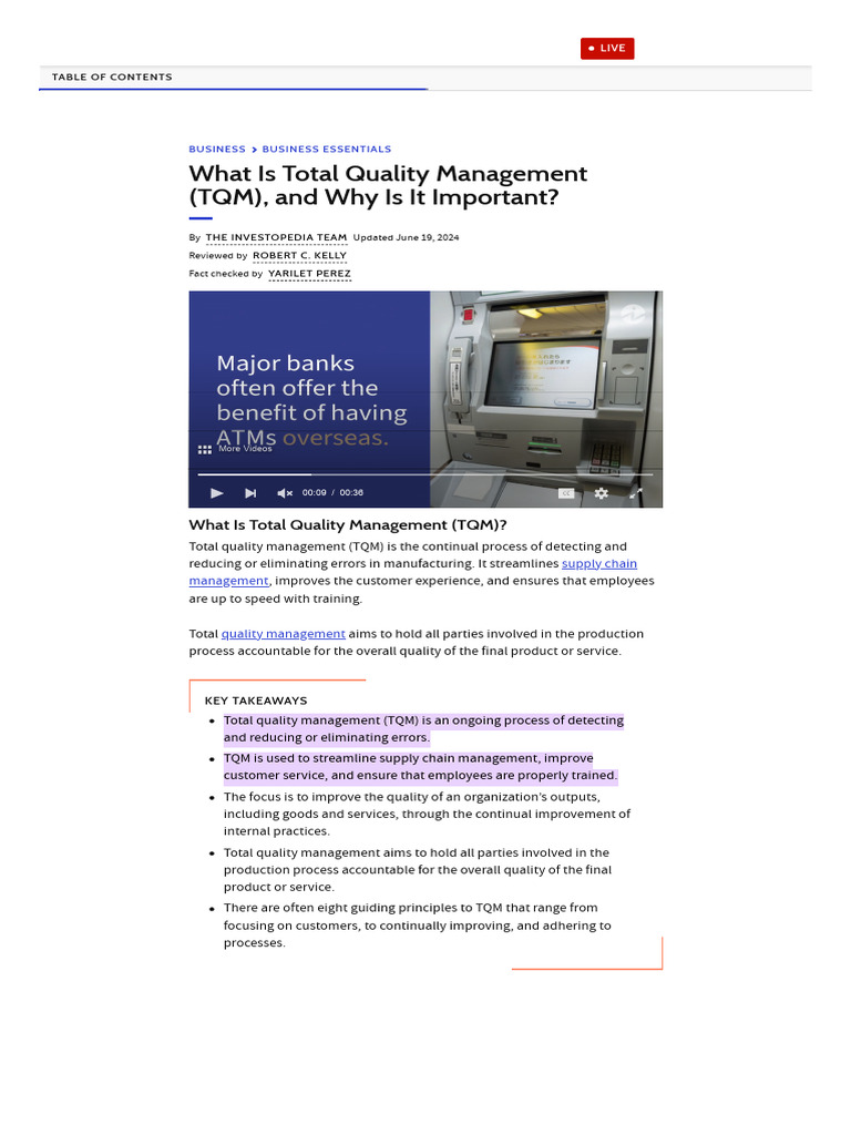 Understanding Total Quality Management | PDF | Quality Management ...