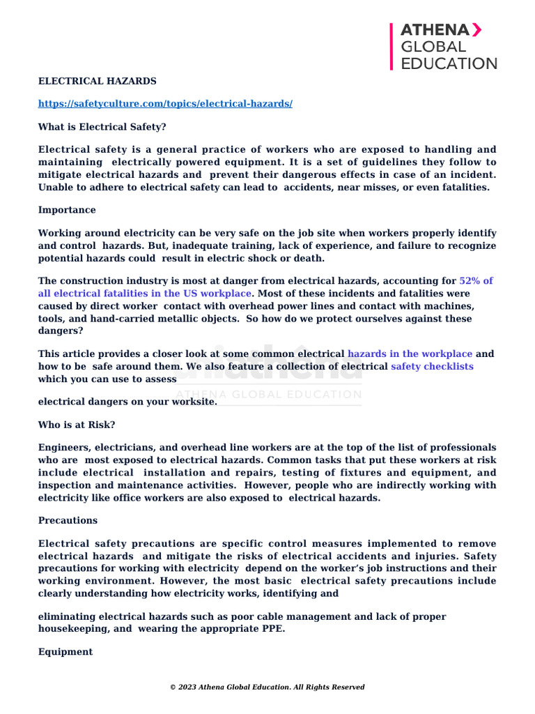 MODULE 2 - ELECTRICAL HAZARDS | PDF | Personal Protective Equipment ...