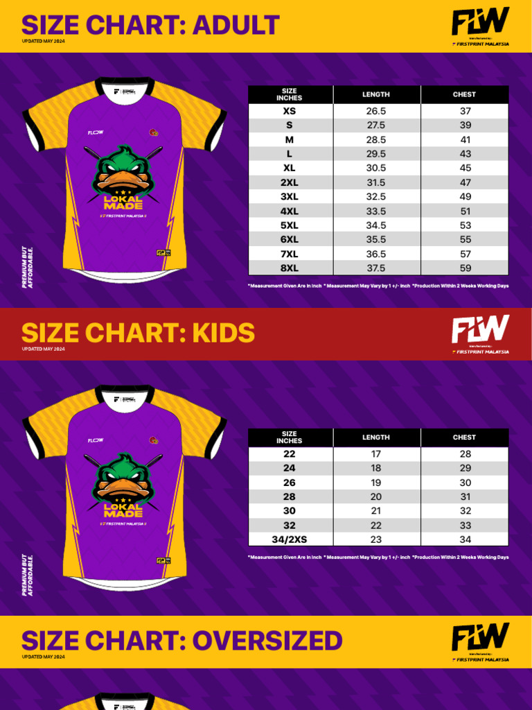 Comprehensive Adult and Kids Size Chart | PDF