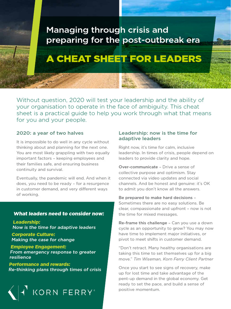 Korn Ferry - Crisis Cheat Sheet For Leaders | PDF | Leadership | Business