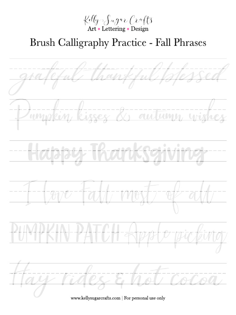 Brush Calligraphy Practice - Fall Phrases (Article) Author Kelly Sugar ...