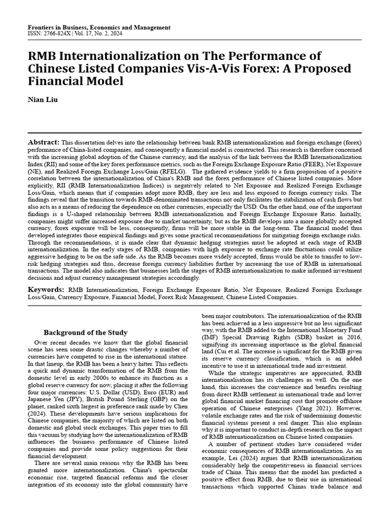 RMB Internationalization On The Performance of Chi | PDF | Renminbi ...