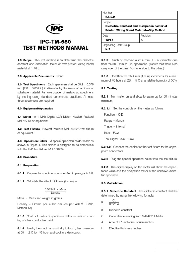 Dielectric Constant Testing Method | PDF | Materials Science | Electricity