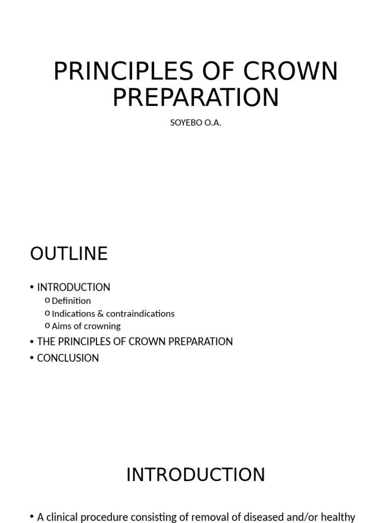 Principles of Crown Preparation | PDF