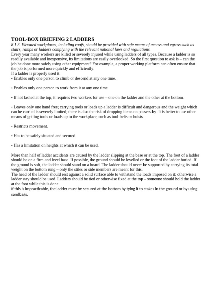Safe Ladder Use Guidelines | PDF